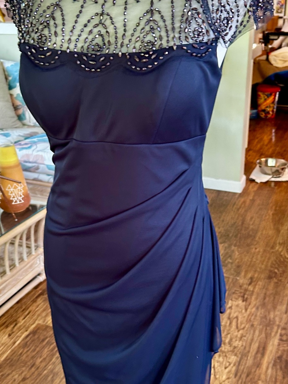 DJ Jaz Women’s  Cocktail/Evening Dark Blue Laced Beaded Dress Size 6